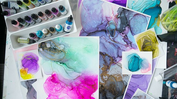 Живопис у техніці Alcohol Ink для двох Як навчитися творчості в Хмельницькому - Живопис у техніці Alcohol Ink для двох